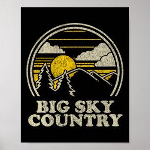 Big Sky Country Montana T-Shirt Vintage Wandern Mo Poster