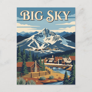 Big Sky Montana Alpen Retro Vintage Poster Postkarte