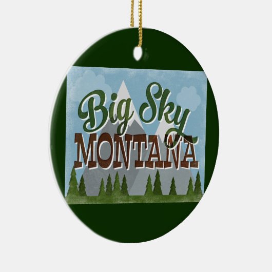 Big Sky Montana Fun Retro Snowy Mountains Keramik Ornament (Rechts)