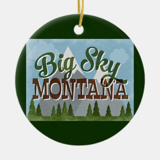 Big Sky Montana Fun Retro Snowy Mountains Keramik Ornament (Vorne)