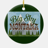 Big Sky Montana Fun Retro Snowy Mountains Keramik Ornament (Hinten)