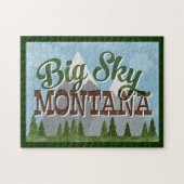 Big Sky Montana Fun Retro Snowy Mountains Puzzle (Horizontal)