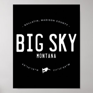Big Sky Montana Grafik erschüttert Vintage Snowboa Poster