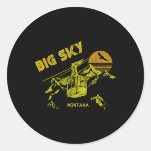 Big Sky Montana Retro-Ski-Shirt mit abgenutztem Ef Runder Aufkleber