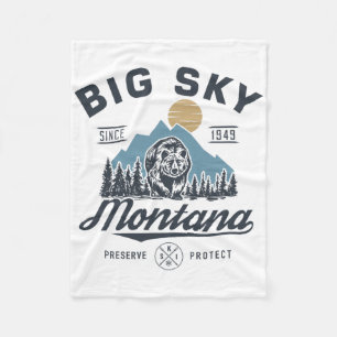 Big - Sky Montana Schnee Skifahren Trendige Retro Fleecedecke