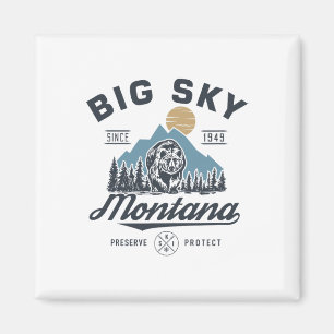 Big - Sky Montana Schnee Skifahren Trendige Retro  Magnet