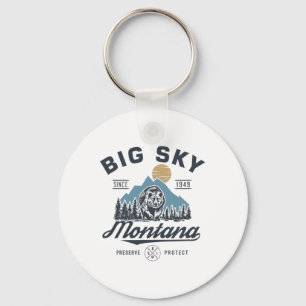 Big - Sky Montana Schnee Skifahren Trendige Retro Schlüsselanhänger