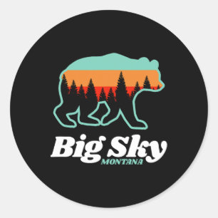 Big Sky Montana Skifahren Snowboarden Bären Runder Aufkleber