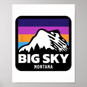 Big Sky Montana Skifahren Snowboarden Familie Ski Poster