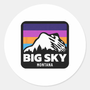 Big Sky Montana Skifahren Snowboarden Familie Ski Runder Aufkleber
