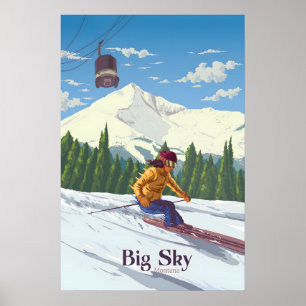 Big Sky Montana Skigebiet Reiseplakat Poster