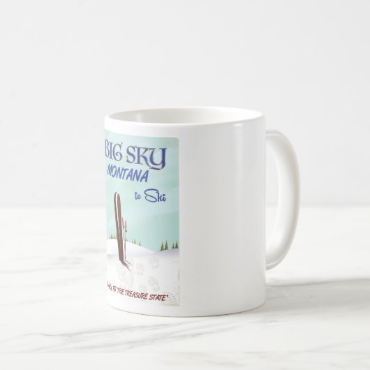Big Sky, Montana-Skitourenplakat Kaffeetasse (VorderseiteRechts)