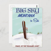 Big Sky, Montana-Skitourenplakat Postkarte (Vorne/Hinten)