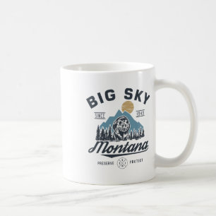 Big - Sky Montana Snow Skifahren Trendy Retro Lodg Kaffeetasse