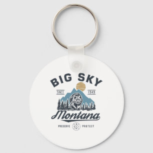 Big - Sky Montana Snow Skifahren Trendy Retro Lodg Schlüsselanhänger