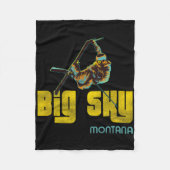 Big Sky Montana Vintag Skifahren Fleecedecke (Vorderseite)