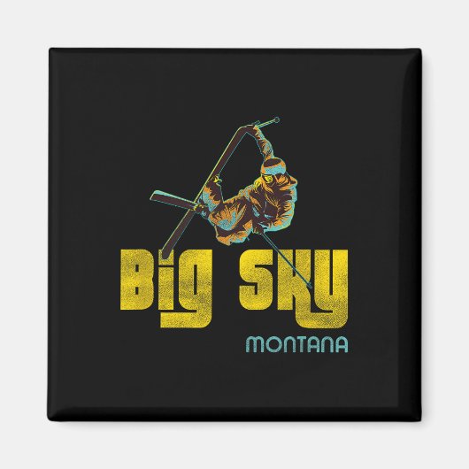 Big Sky Montana Vintag Skifahren Magnet (Vorne)