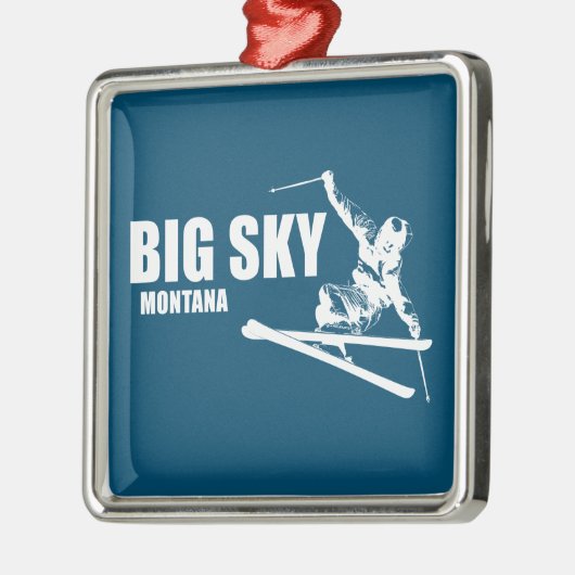 Big Sky Resort Montana Skier Ornament Aus Metall (Links)