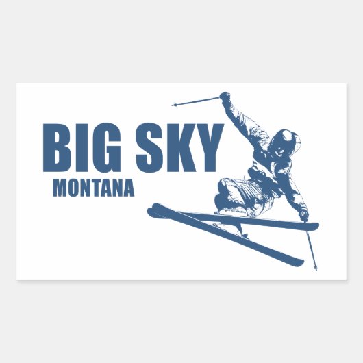Big Sky Resort Montana Skier Rechteckiger Aufkleber (Vorderseite)