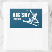 Big Sky Resort Montana Skier Rechteckiger Aufkleber (Tasche)