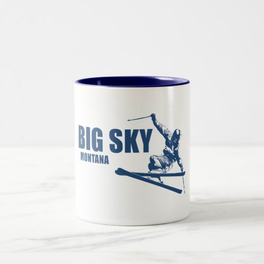 Big Sky Resort Montana Skier Zweifarbige Tasse (Mittel)