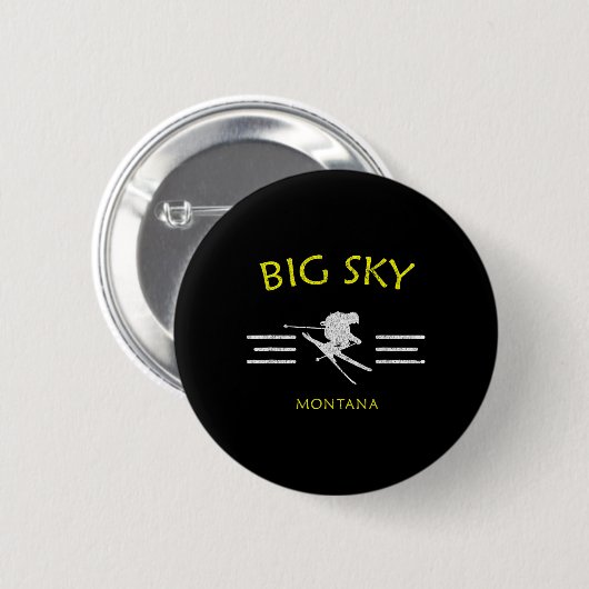 Big Sky Ski T-Shirt Montana Button (Vorne & Hinten)