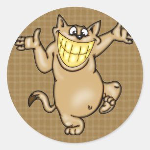 Big Smile Cartoon Cat Runder Aufkleber