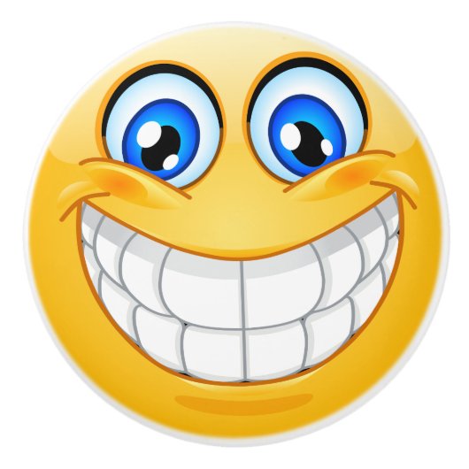 Big Smile Happy Face Drawer Knob - SRF Keramikknauf (Vorderseite)