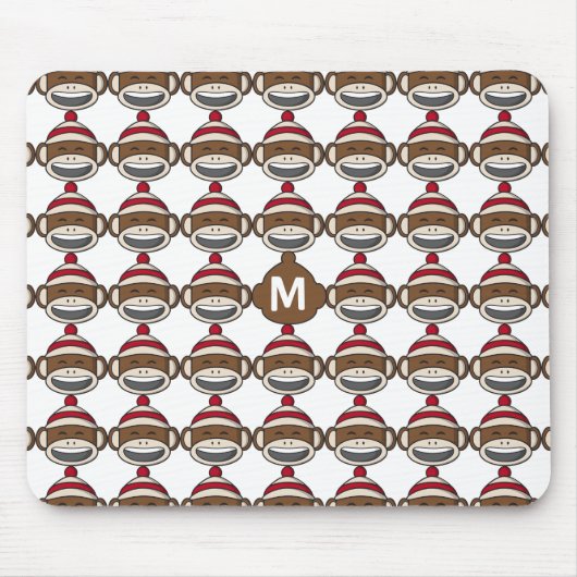 Big Smile Sock Affe Emoji Mit Monogramm Mousepad (Vorne)