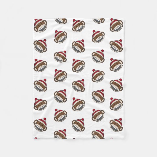 Big Smile Sock Monkey Emoji Fleecedecke (Vorderseite)