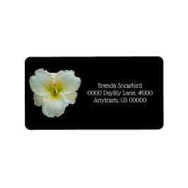 "Big Snowbird" Weiß mit gelber Taglilie auf schwar Adressaufkleber