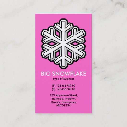 Big Snowflake - Rosa (FF66CC) Visitenkarte (Vorderseite)