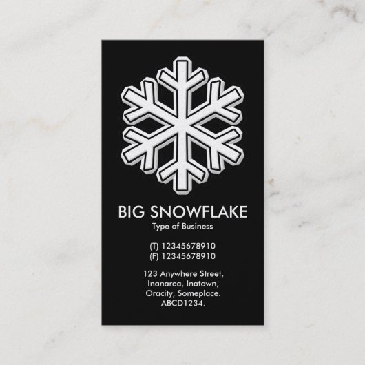 Big Snowflake - Schwarz (Gold Card) Visitenkarte (Vorderseite)