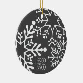 Big SNOWFLAKES Name & Datum Weihnachten Keramik Ornament (Rechts)