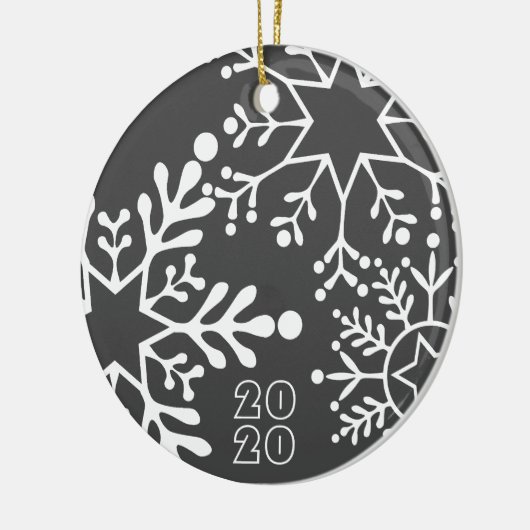 Big SNOWFLAKES Name & Datum Weihnachten Keramik Ornament (Links)