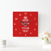 Big Square Keep Calm wall clock Customizable text Quadratische Wanduhr (Zuhause)