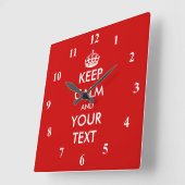 Big Square Keep Calm wall clock Customizable text Quadratische Wanduhr (Winkel)