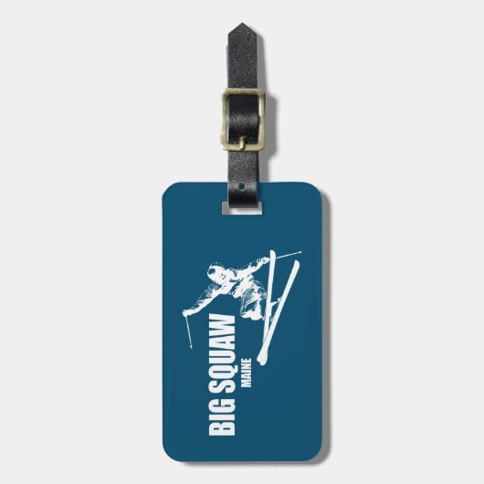 Big Squaw Maine Skier Gepäckanhänger (Vorderseite vertikal)