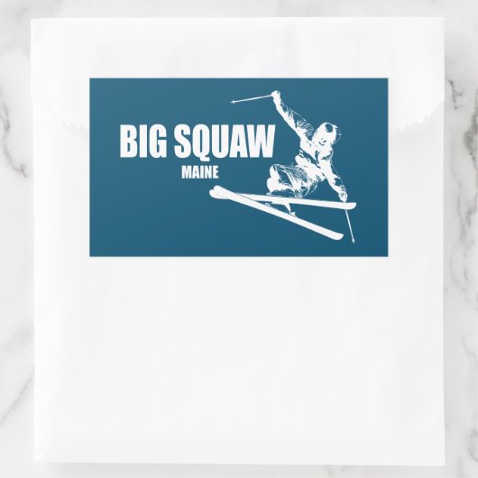 Big Squaw Maine Skier Rechteckiger Aufkleber (Tasche)