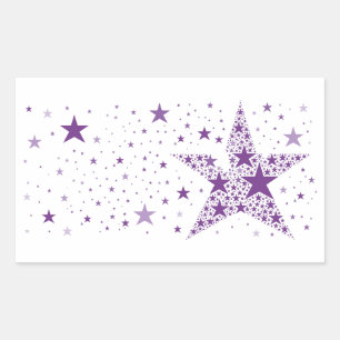 Big Star aus kleinen Sternen in Violet Lila Rechteckiger Aufkleber