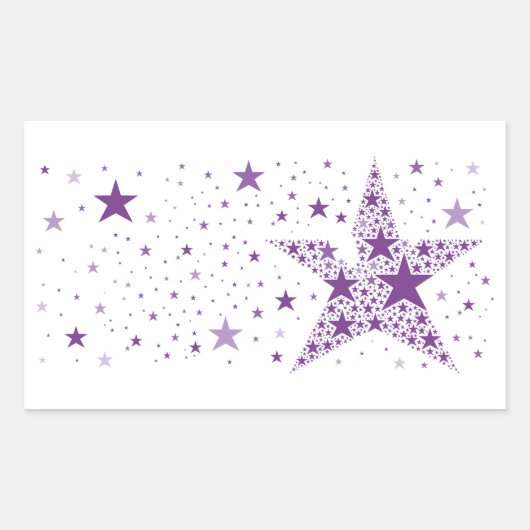 Big Star aus kleinen Sternen in Violet Lila Rechteckiger Aufkleber (Vorderseite)