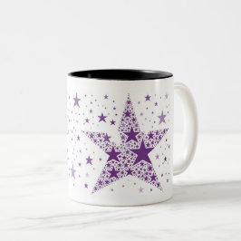 Big Star aus kleinen Sternen in Violet Lila Zweifarbige Tasse