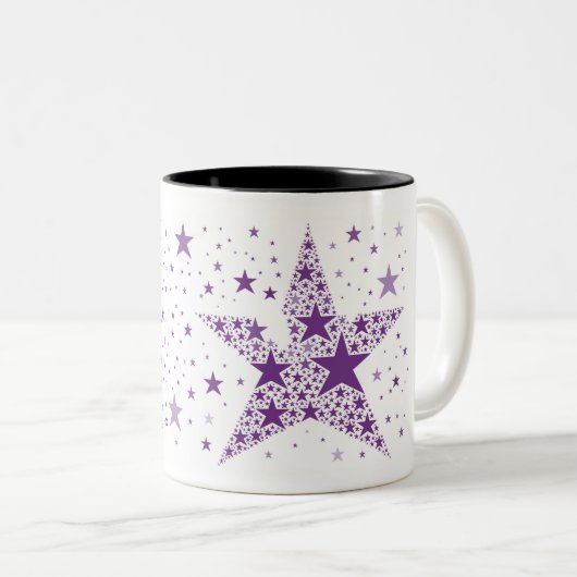 Big Star aus kleinen Sternen in Violet Lila Zweifarbige Tasse (VorderseiteRechts)