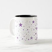 Big Star aus kleinen Sternen in Violet Lila Zweifarbige Tasse (Vorderseite Links)
