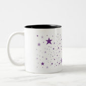 Big Star aus kleinen Sternen in Violet Lila Zweifarbige Tasse (Links)
