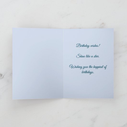 Big star birthday card SET ANY YEAR bright blue Karte (Innenseite)