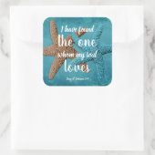 Big Starfish My Soul Lieben Scripting Umschlag Auf Quadratischer Aufkleber (Tasche)