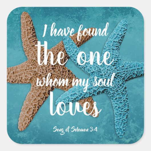 Big Starfish My Soul Lieben Scripting Umschlag Auf Quadratischer Aufkleber (Vorderseite)