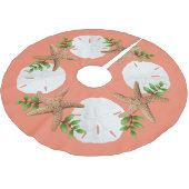 Big Starfish Sand Dollars Holly Blätter Baumrock Polyester Weihnachtsbaumdecke (Schrägansicht)