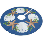Big Starfish Sand Dollars Holly Verlasse Navy Blue Polyester Weihnachtsbaumdecke (Schrägansicht)